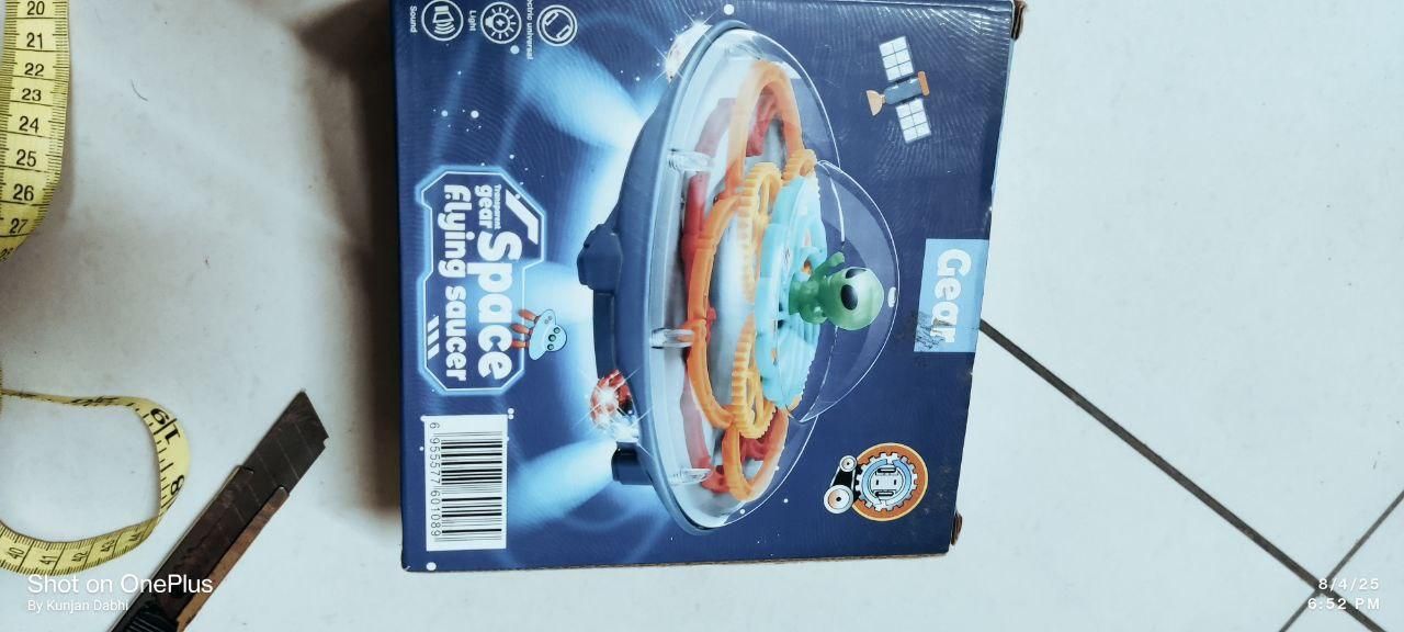 Electric Transparent Gear UFO Space Flying Saucer Toy Toddler Interaction